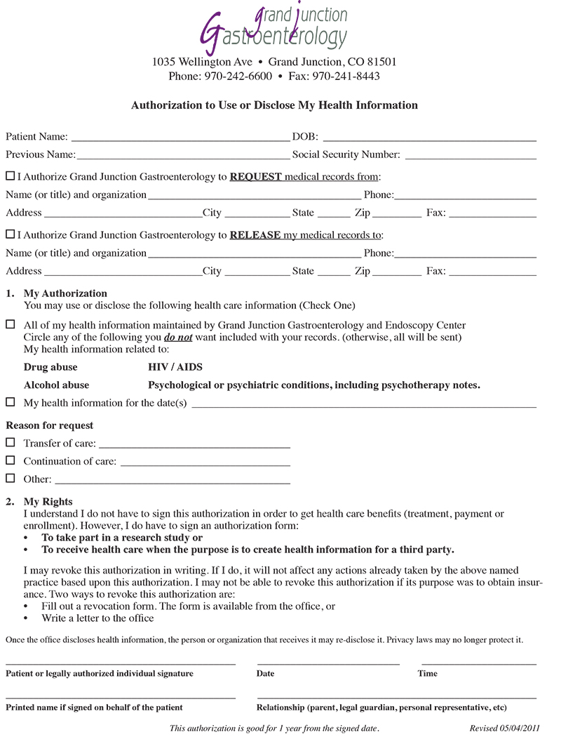 Patient Forms – Grand Junction Gastroenterology